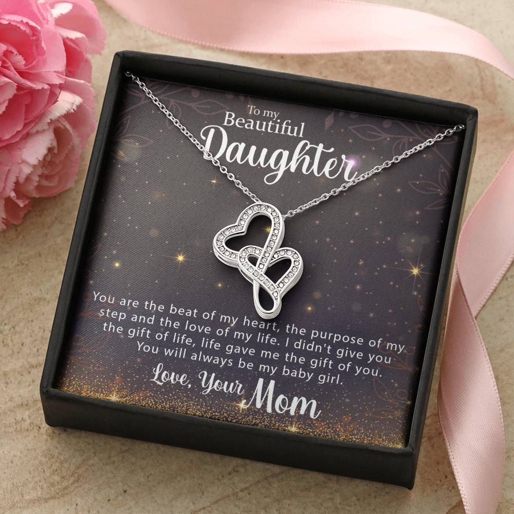 Special Necklace To My Daughter - A Perfect Valentine&#39;s Day Gift For Daughter Double Hearts Necklace
