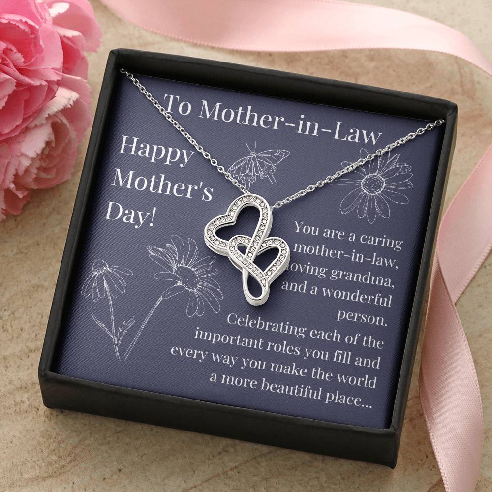 Mother-In-Law Mother's Day  Double Hearts Necklace
