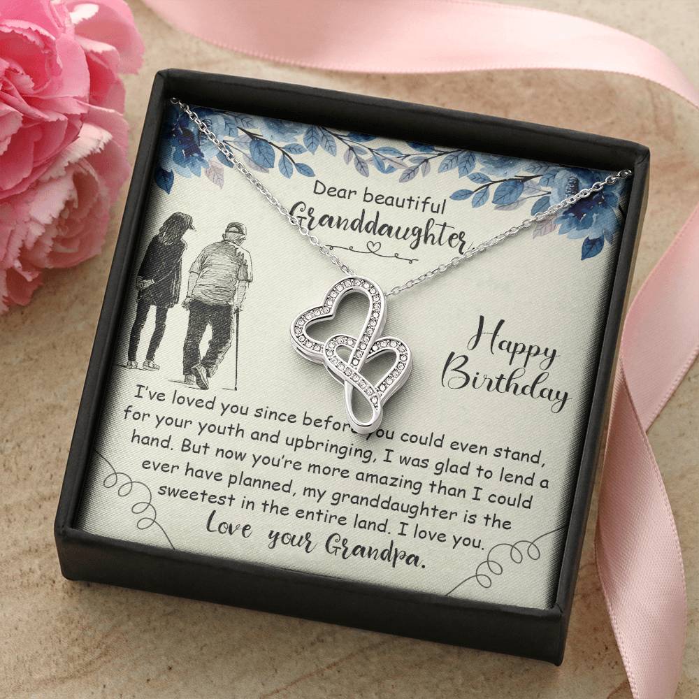 To My Precious Granddaughter Double Hearts Necklace