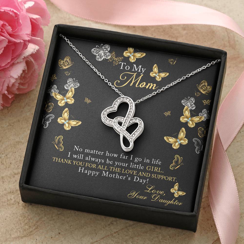 To My Daughter Giraffe Necklace-Message Card Jewelry-Mom To Daughter Gift-Meaningful Necklace-Mother Daughter-Birthday Double Hearts Necklace