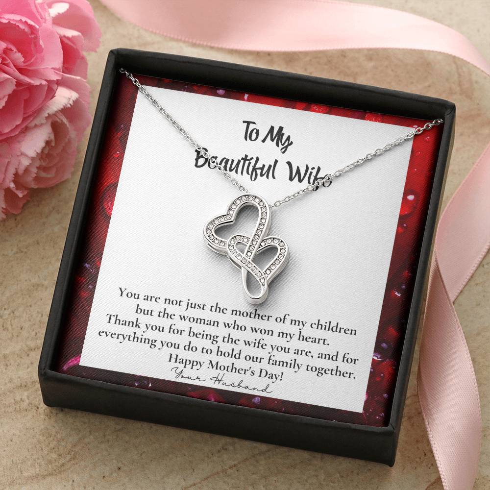 Gift For Wife Necklace Double Hearts Necklace