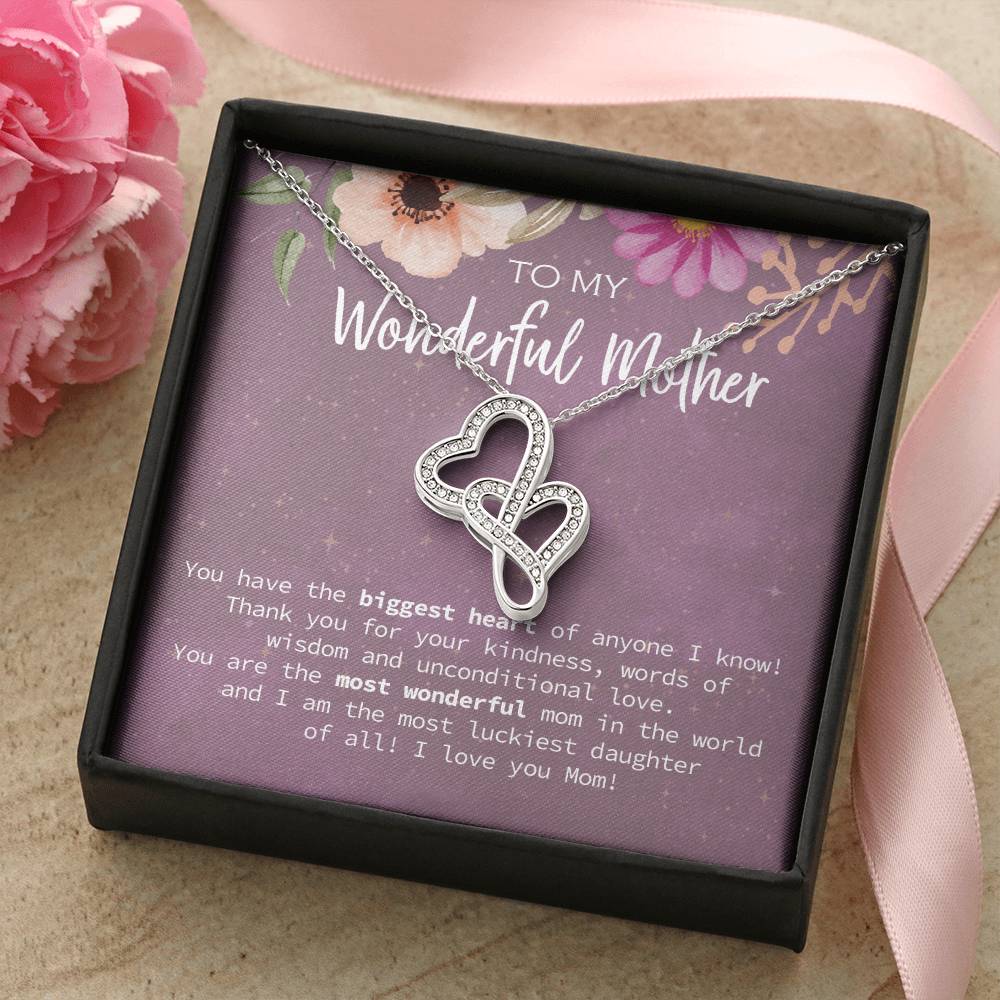 Birthday Gift From Daughter Gift For Mom Birthday Gift For Mom From Daughter Necklace Gift Mother&#39;s Day Gift Women&#39;s J Double Hearts Necklace
