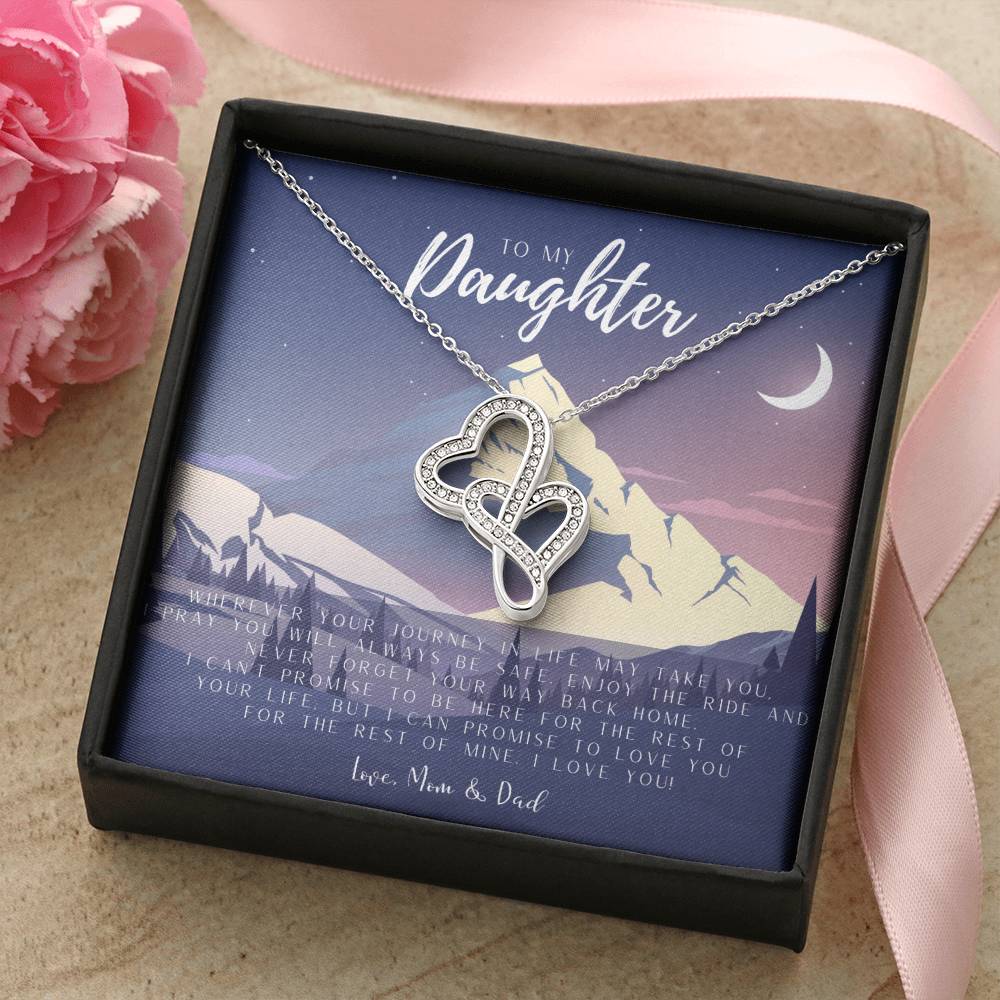 To My Daughter Necklace - Mom To Daughter Double Heart Necklace Gift - Daughter Mother's Day Gift - To My Daughter Nec Double Hearts Necklace
