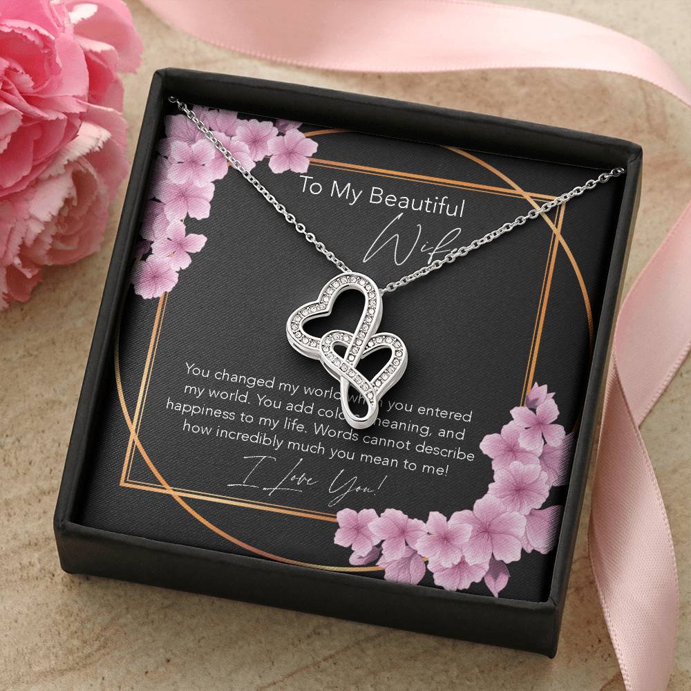 Joined Hearts Necklace Wife Gift Birthday Gift For Wife To My Wife Wife Jewelry Anniversary Necklace Sentimental Double Hearts Necklace