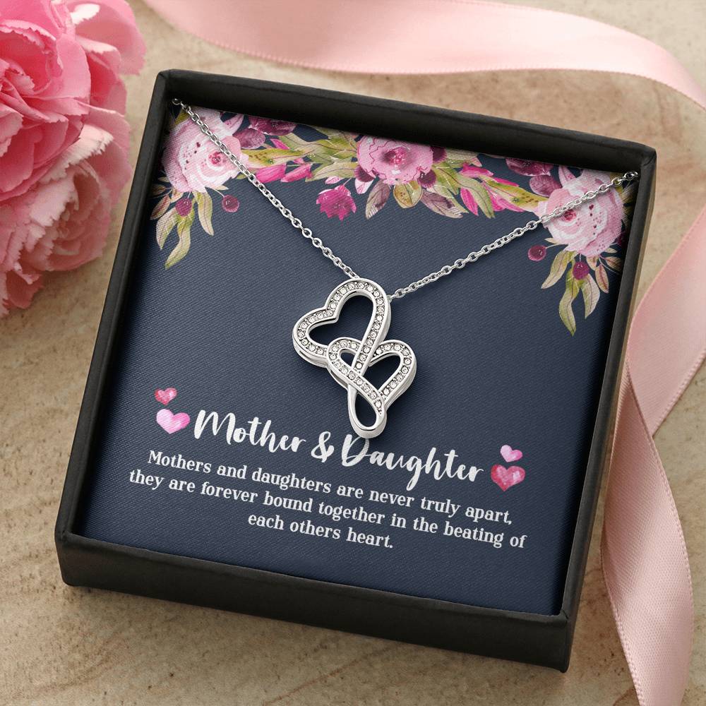 Mother &amp; Daughter - Never Truly Apart Double Hearts Necklace