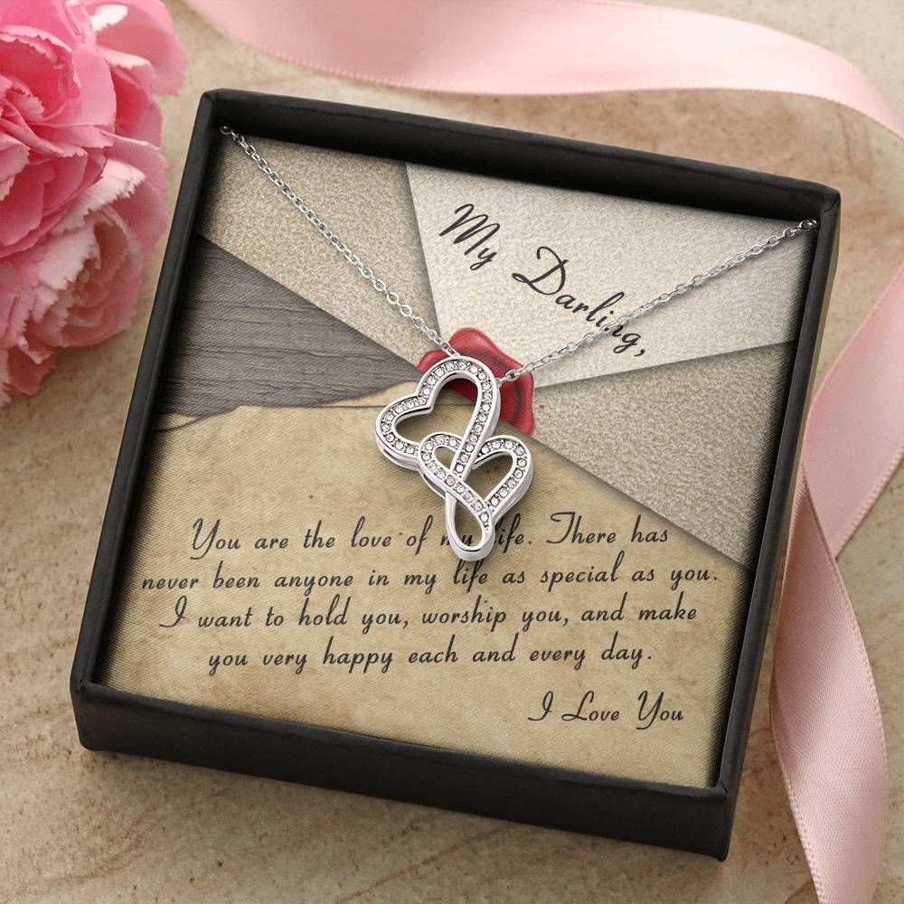 To My Love - Double Heart Necklace For Her Valentine&#39;s Day Love Gift For Wife Girlfriend Soulmate Future Wife - Annive Double Hearts Necklace