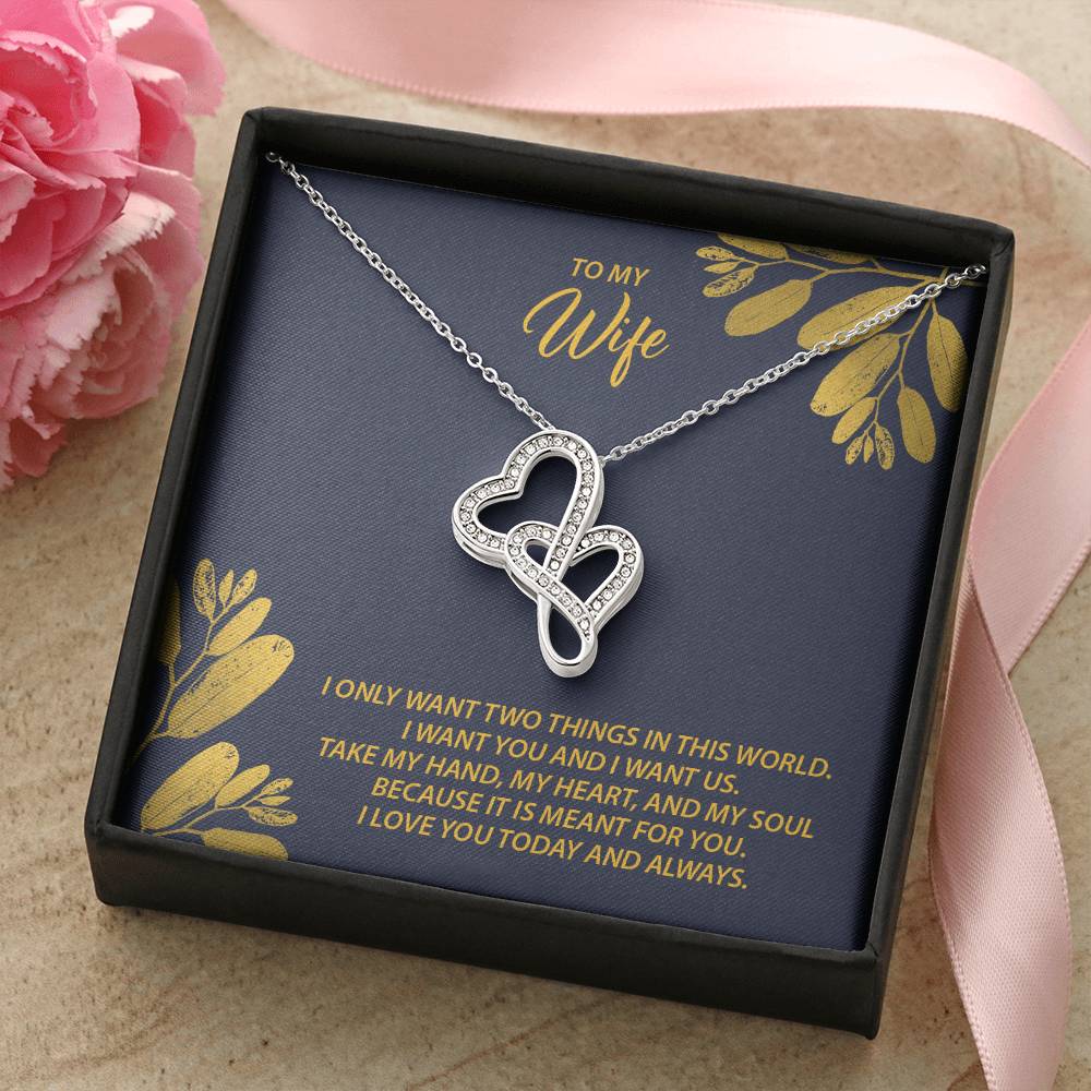 To My Wife  M38 Double Hearts Necklace