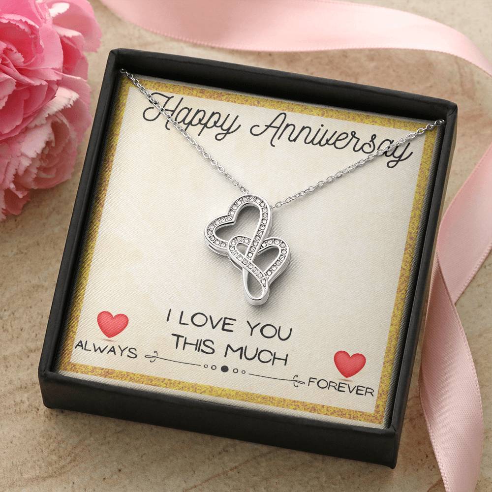I Love You Always &amp; Forever - Anniversary Gift Gift For Girlfriend Gift For Wife Double Hearts Necklace