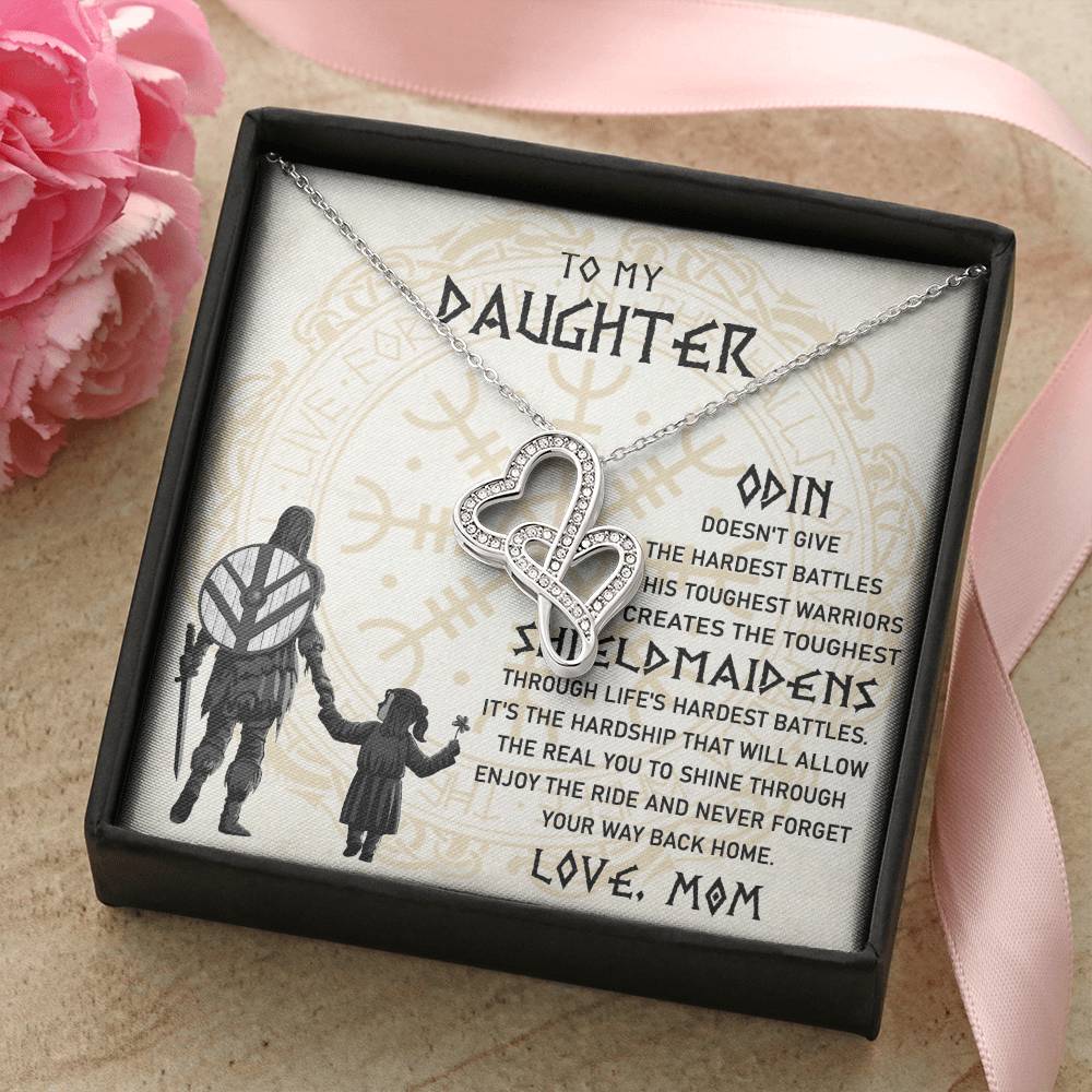 To My Daughter Necklace - Daughter Viking Jewelry - Norse Daughter Gift -  Mom And Daughter Never Forget I Love You Gi Double Hearts Necklace
