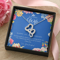 1 Year Anniversary Gift For Wife  1 Year Anniversary Gifts  1 Year Wedding Anniversary Gift Ideas  1St Wedding Anniver Double Hearts Necklace