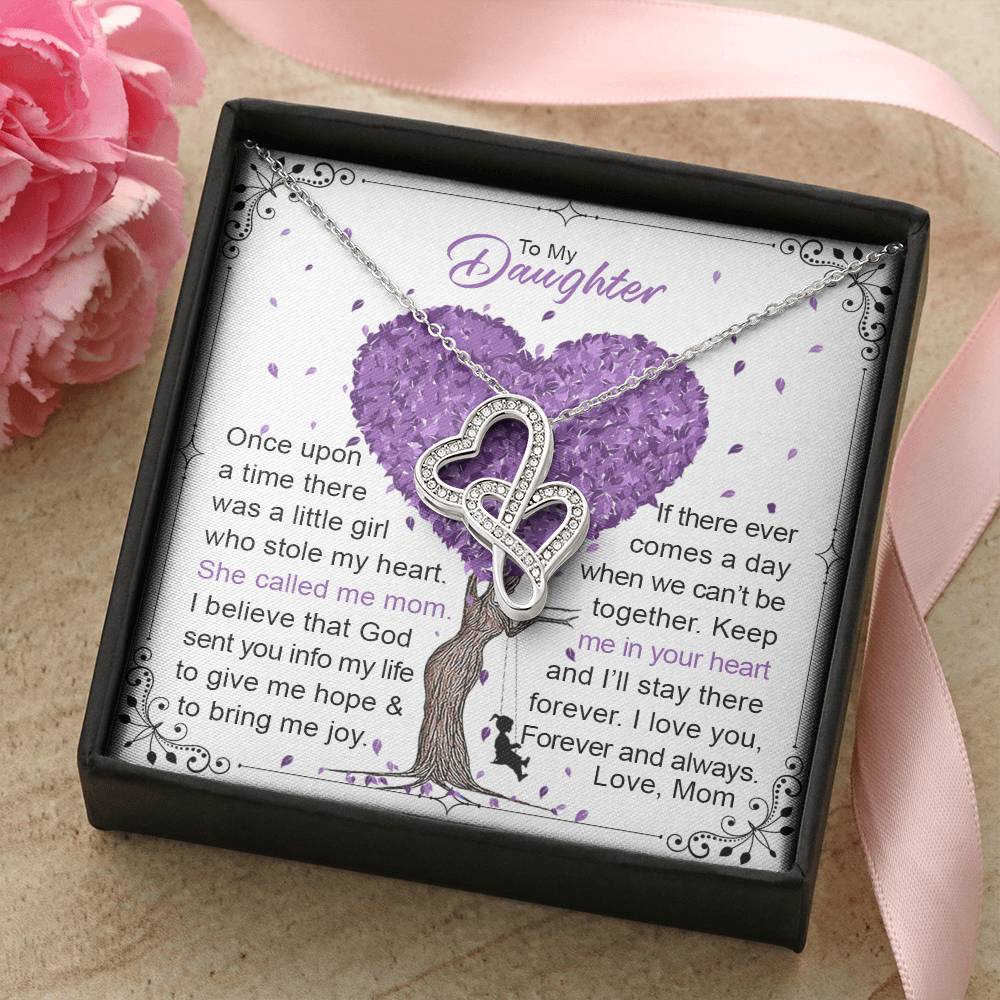 To My Daughter  2 Double Hearts Necklace
