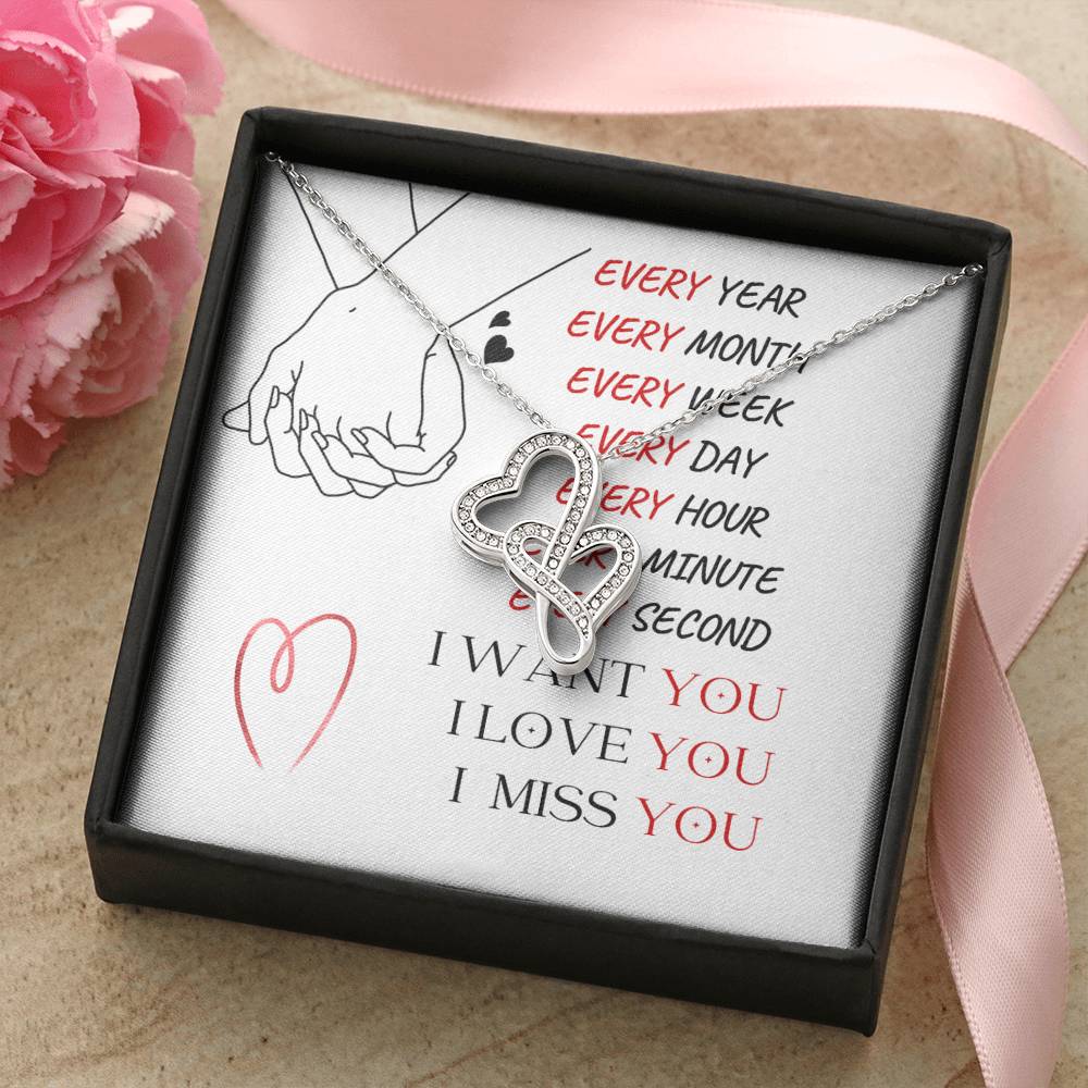 Every Year...Every Second - Spark Romance With This Necklace Double Hearts Necklace