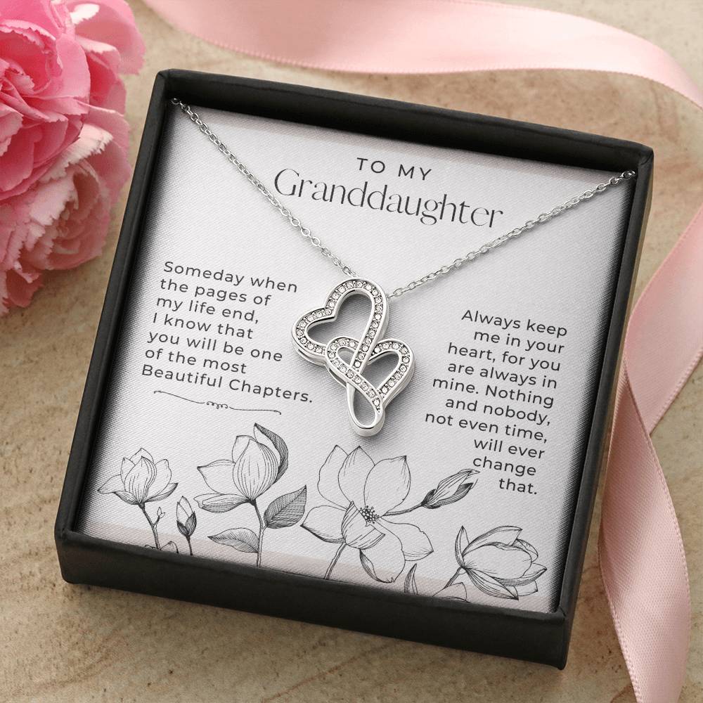 Granddaughter Most Beautiful Chapters Double Heart Necklace Double Hearts Necklace
