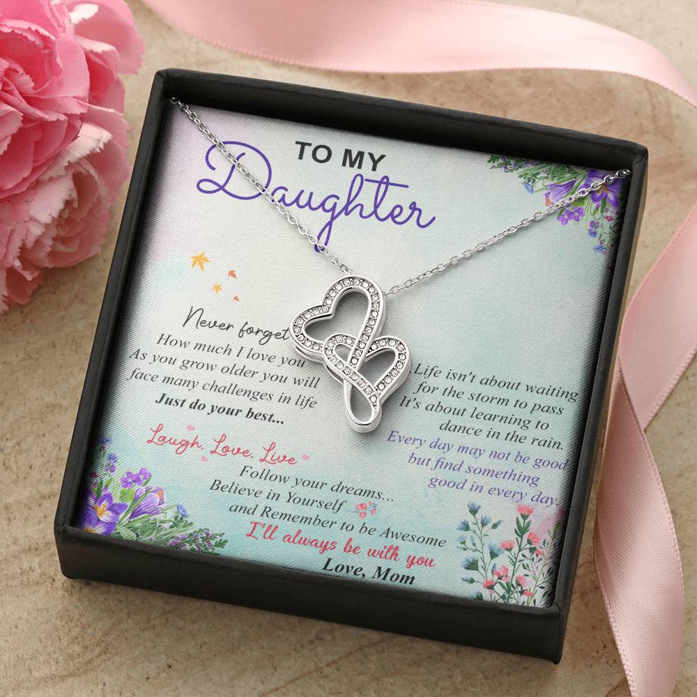 To My Daughter -  5 Double Hearts Necklace