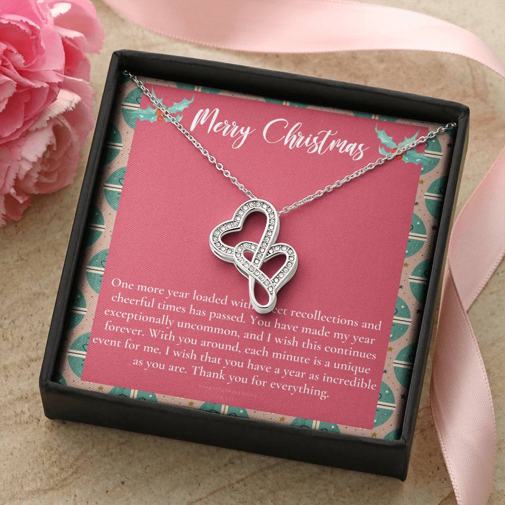 Christmas Gift For Loved Ones Gift For Friends Gift For Soul Sisters Gift For Colleagues Gift For Boss Gift For Employ Double Hearts Necklace