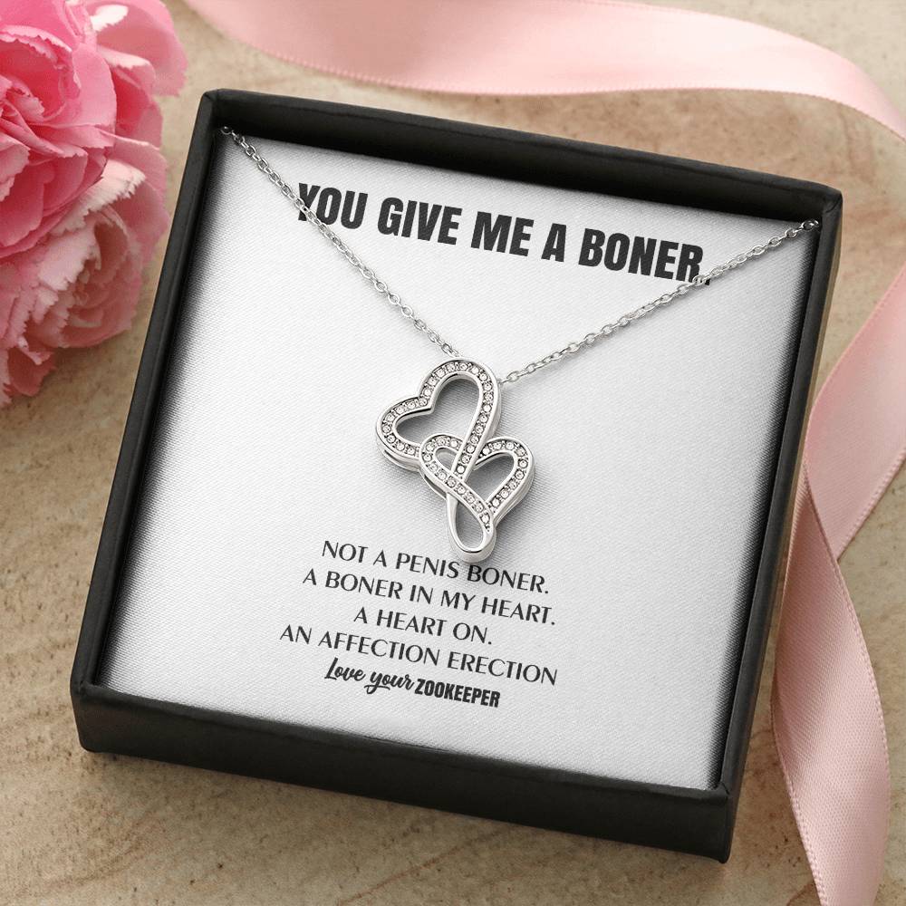 You Give Me A Heart Boner An Affection Erection  Funny & Sarcastic Love For Her Mature Best Fu 3 Double Hearts Necklace