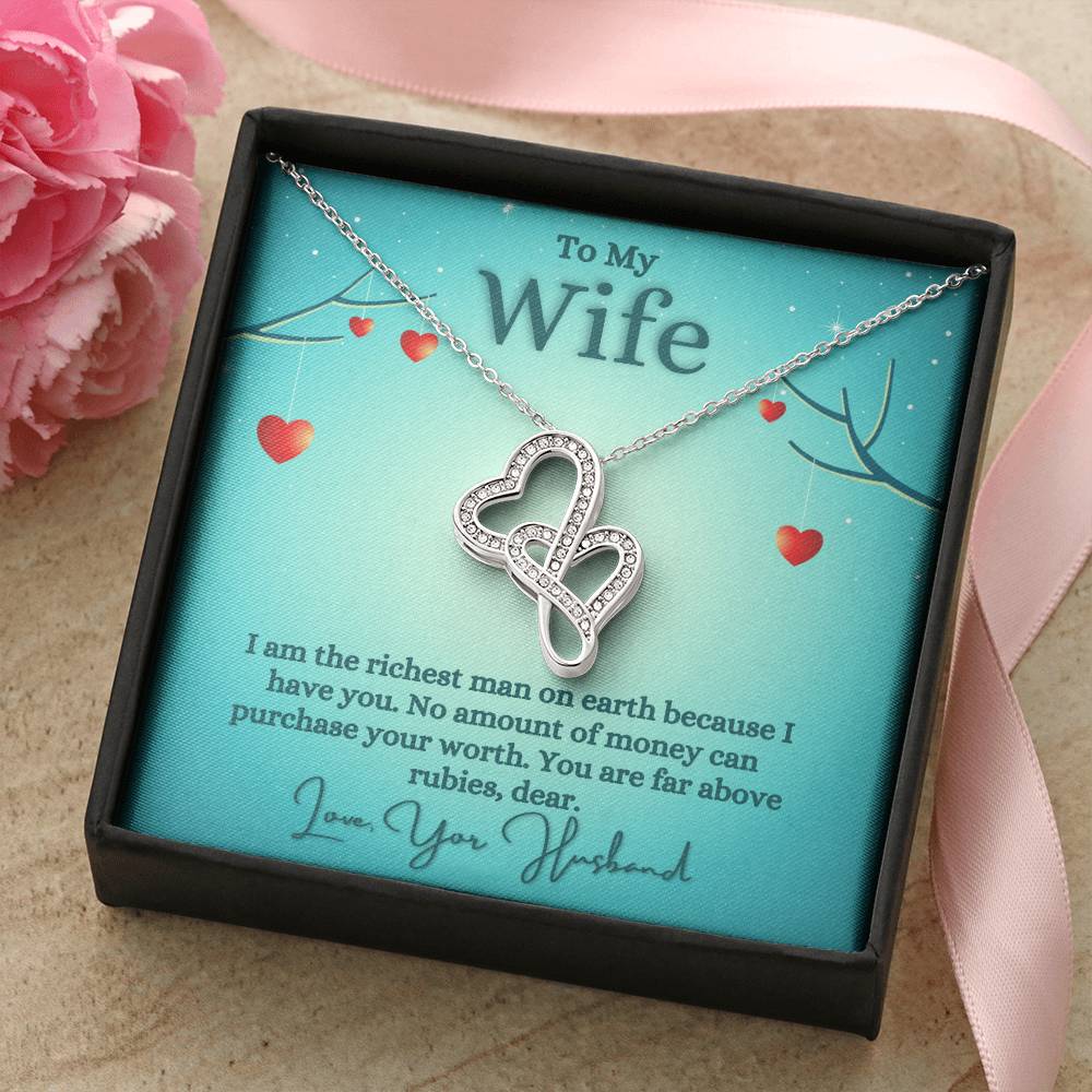 Husband To Wife - Necklace For Gift Double Hearts Necklace
