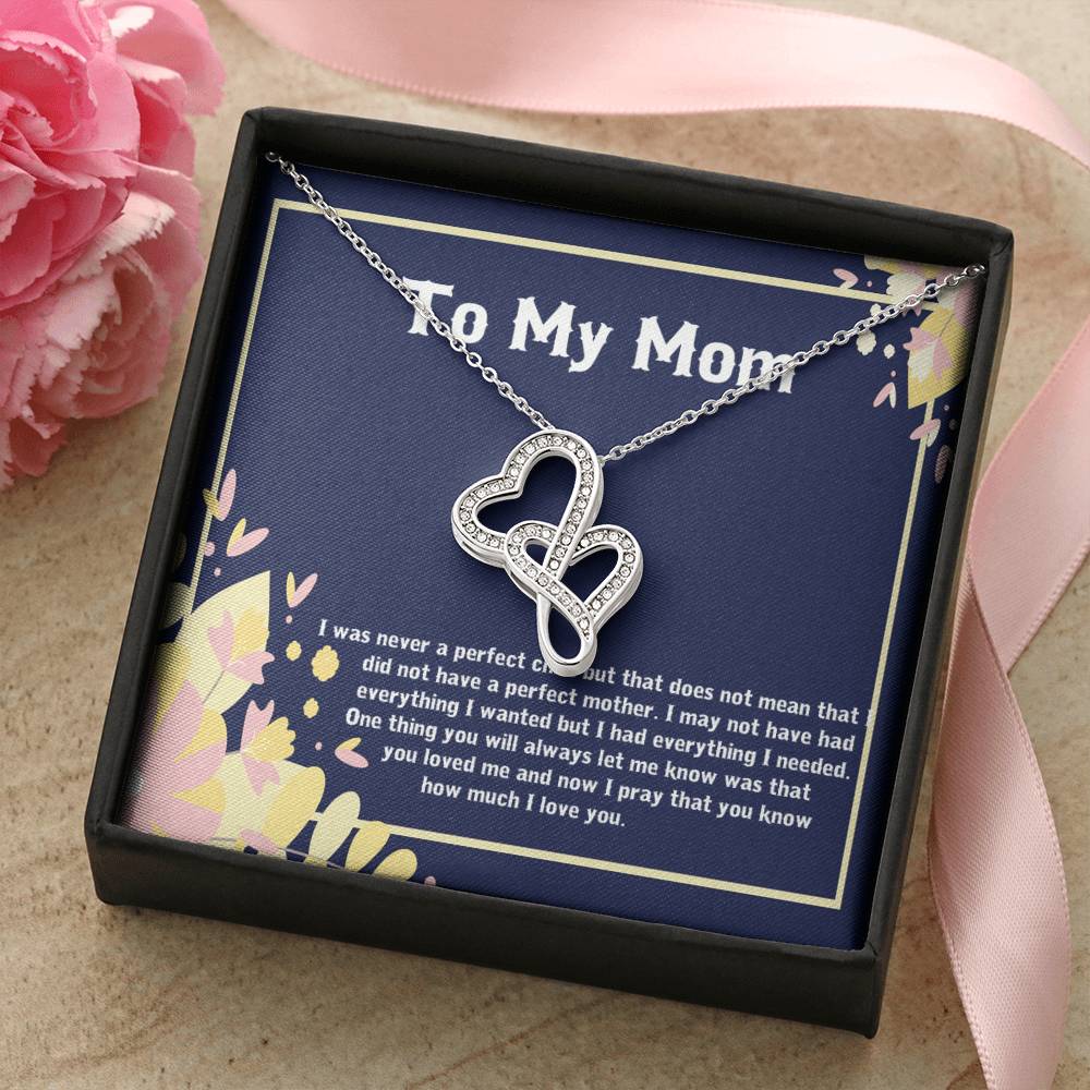 Mom Necklace Mother Necklace Mom Gift Mother's Day Gift Mother's Day Necklace Mother Daughter Gift 2 Interlocking Hear Double Hearts Necklace