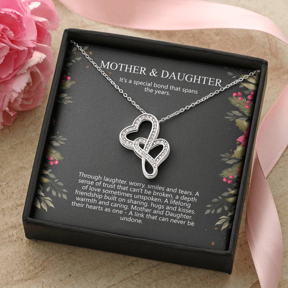 Mother &amp; Daughter Birthday Gift For Mother Or Daughter Necklace Double Hearts Necklace