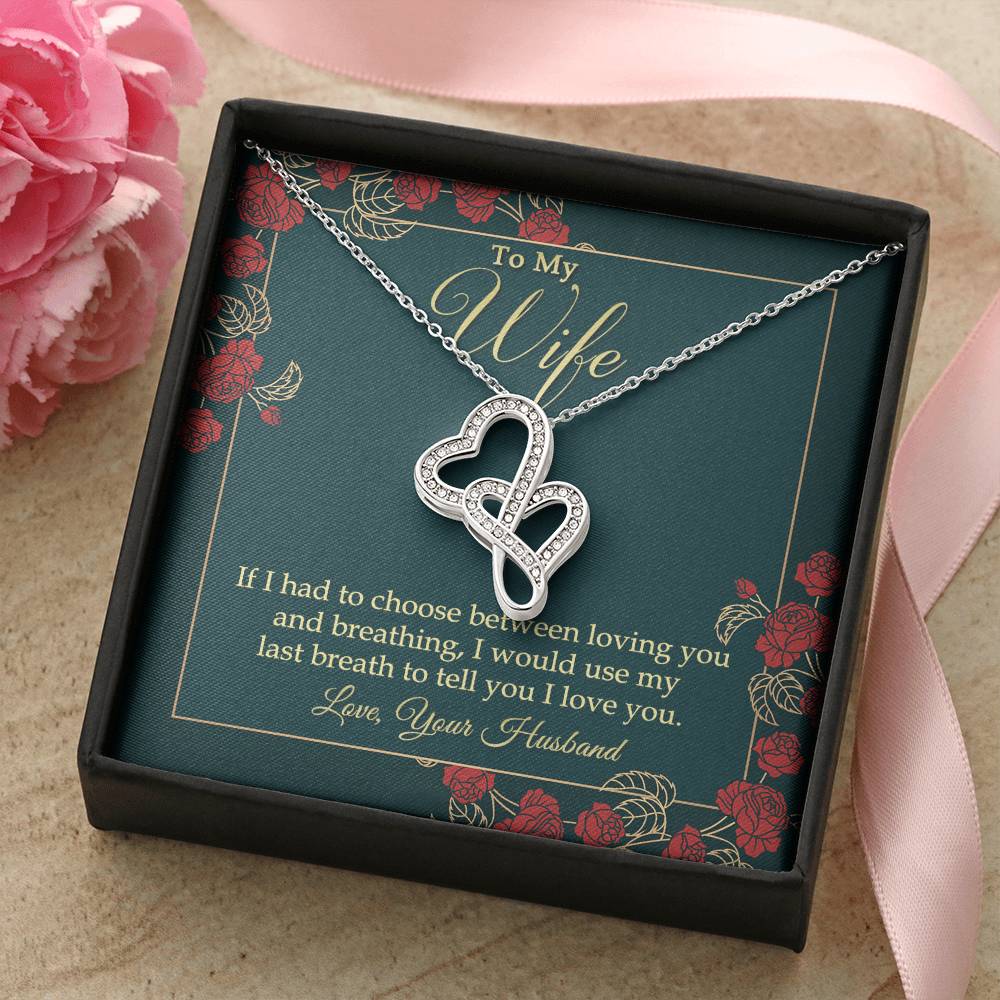 Husband To Wife -  For Gift 1 Double Hearts Necklace