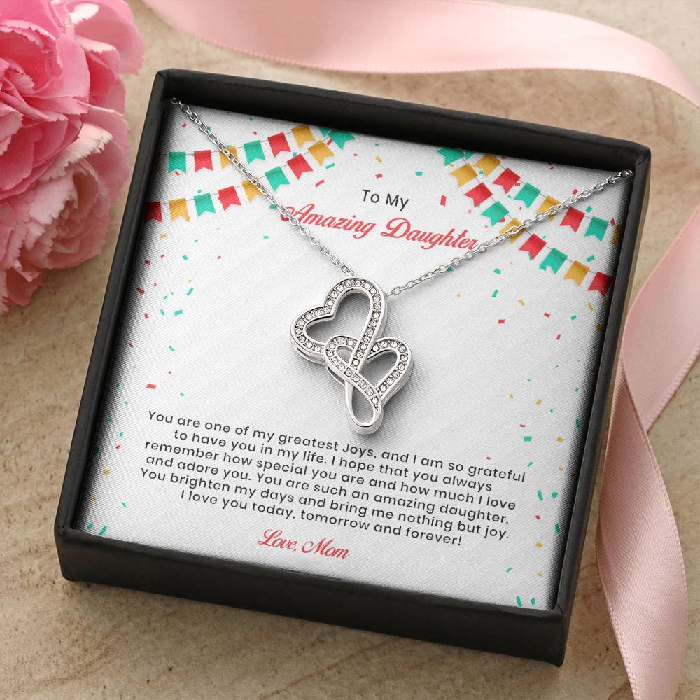 To My Daughter Hearts Necklace Double Hearts Necklace