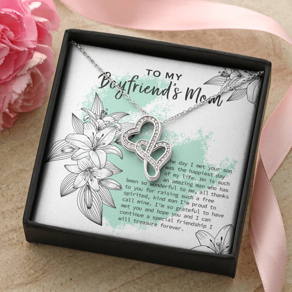 Gift For Boyfriend&#39;s Mom To My Boyfriend&#39;s Mom Boyfriend&#39;s Mom Gift Mother&#39;s Day Birthday Gift Women&#39;s Jewelry Gift Double Hearts Necklace