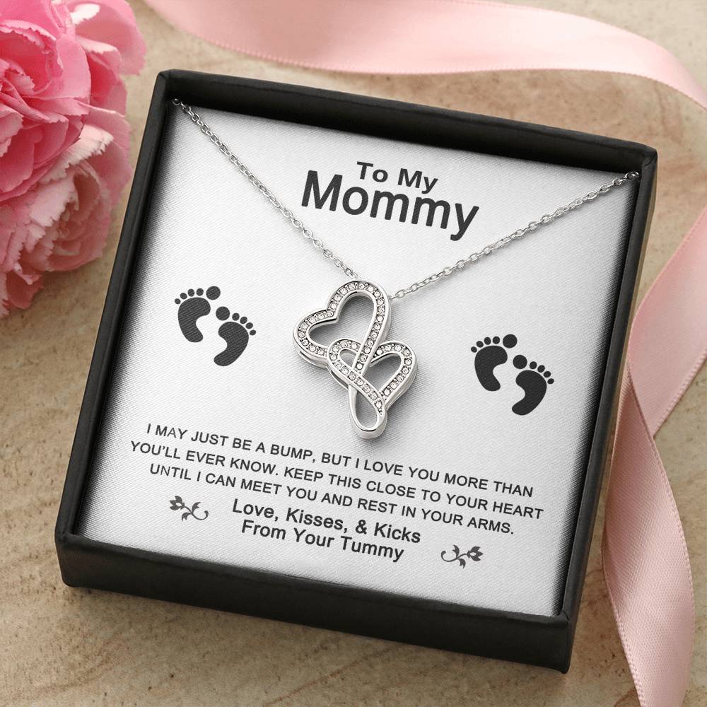 To My Mommy Necklace - Mommy Gifts From Baby Mother's Day Gift From Husband Mother's Day Gift From Baby Bump Mommy Gif Double Hearts Necklace