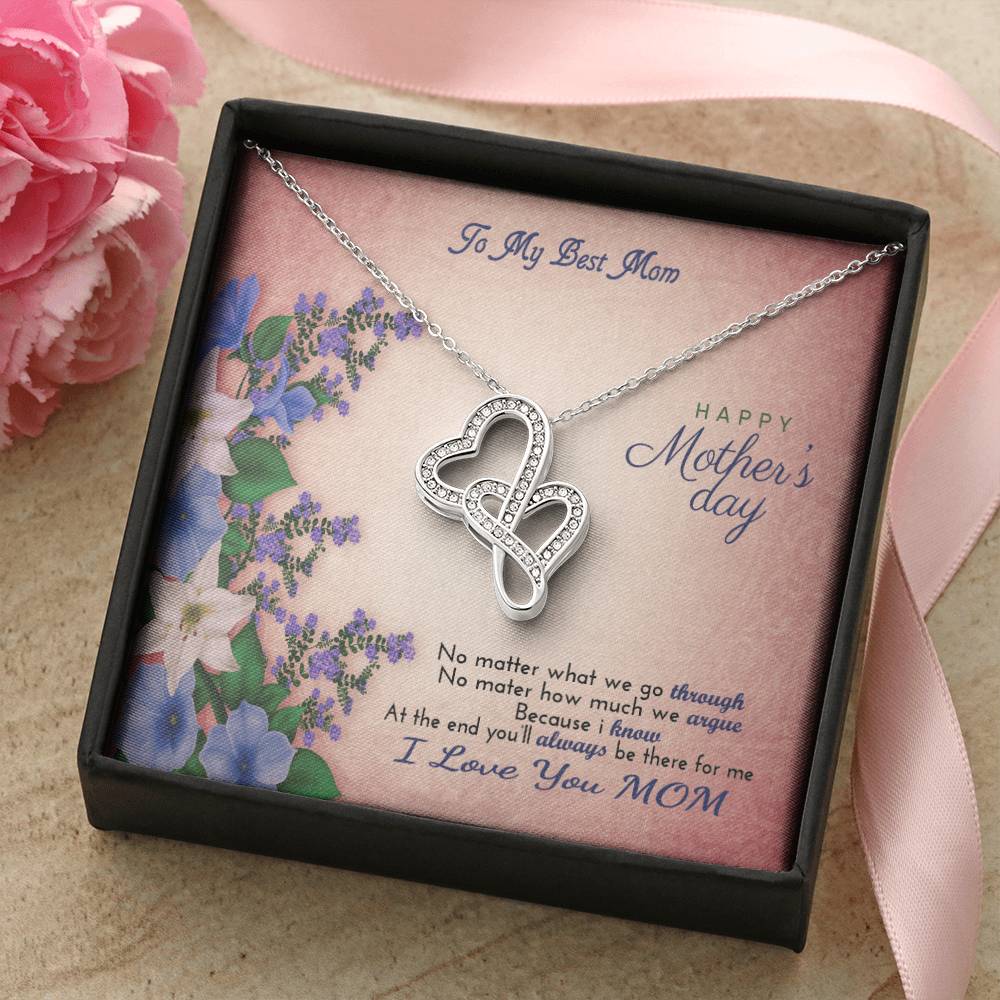 To My Best Mom  Happy Mother&#39;s Day Double Hearts Necklace