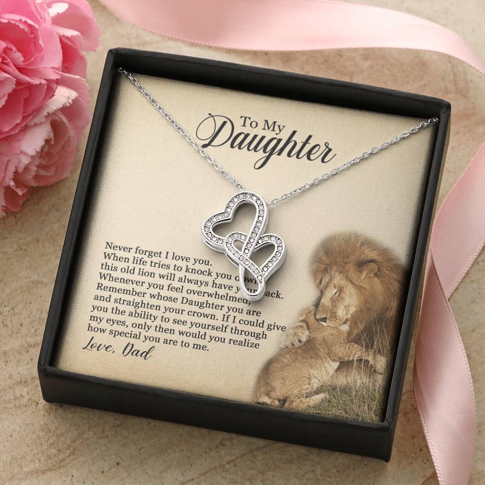 To My Daughter Never Forget I Love You Necklace - To My Daughter Necklace - Father Daughter Necklace - Father To Daugh Double Hearts Necklace