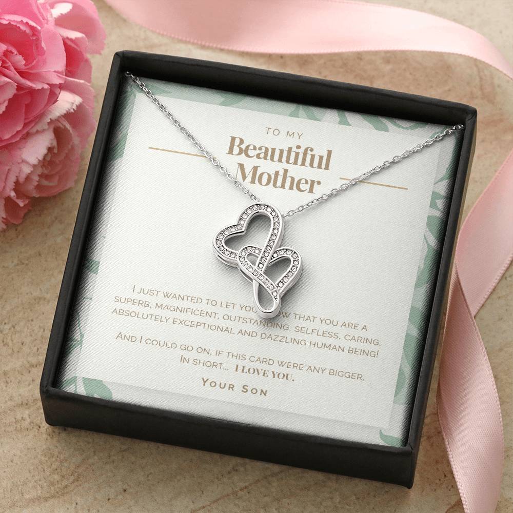 To My Beautiful Mother Double Hearts Necklace
