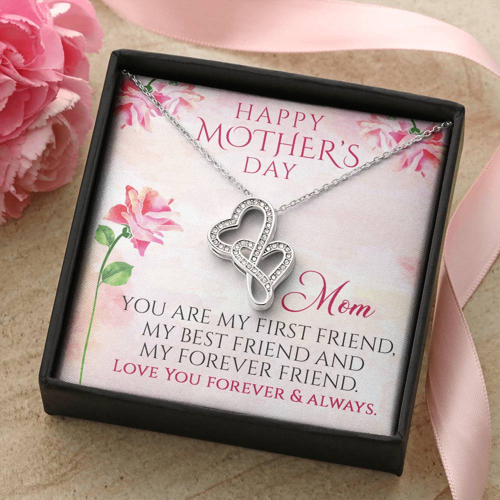 Happy Mother's Day Gift Double Hearts Necklace