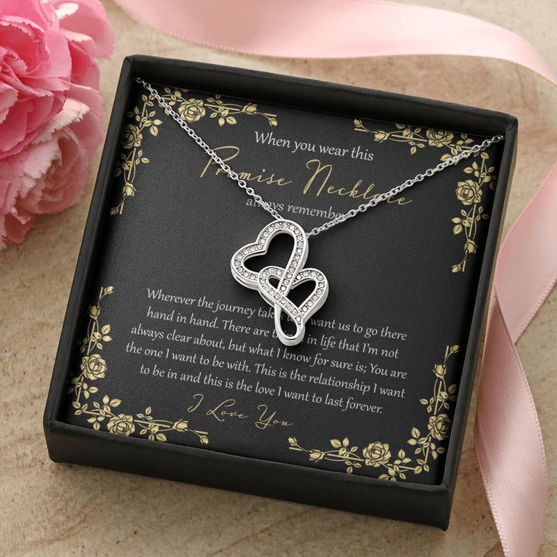 Wherever This Journey Takes Us - Black Double Hearts Necklace