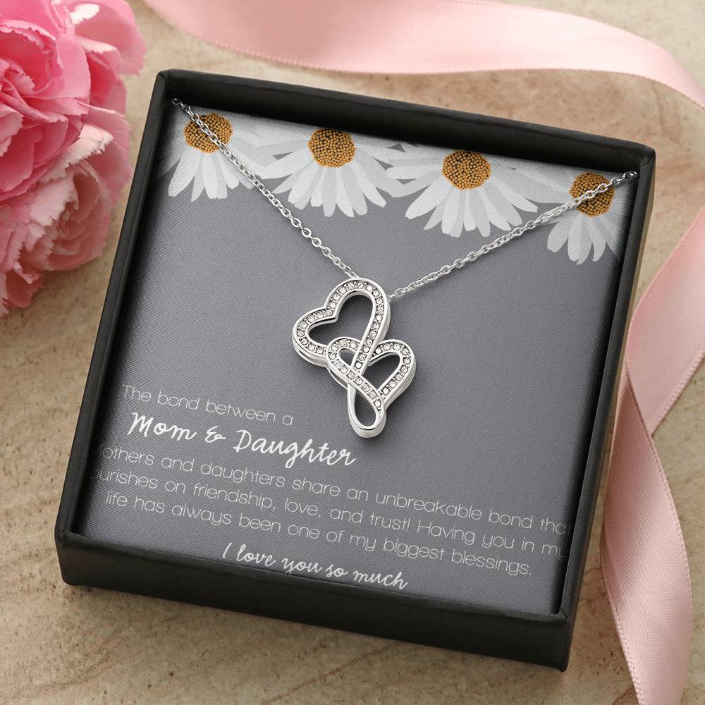 The Bond Between Mother &amp; Daughter Double Hearts Necklace