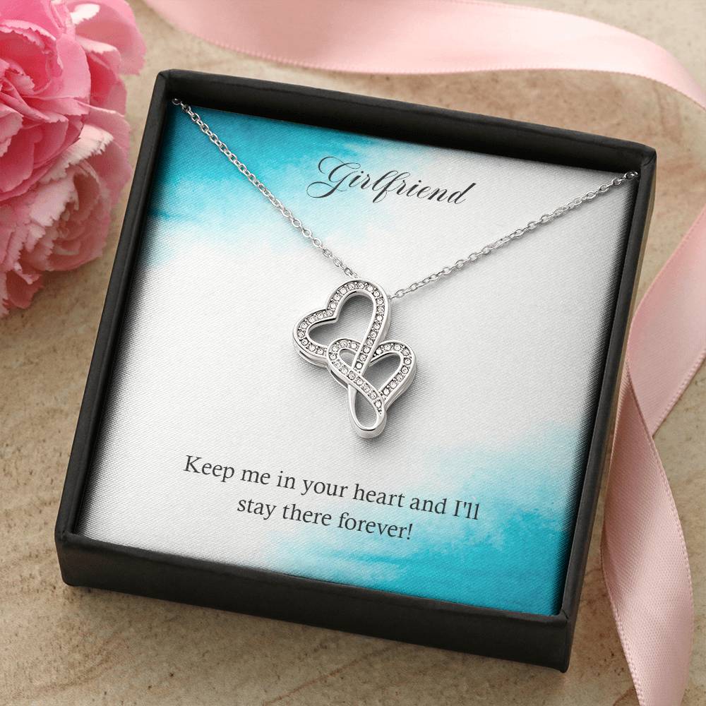 Girlfriend-Keep Me In Your Heart And I&#39;ll Stay There Forever! Double Hearts Necklace