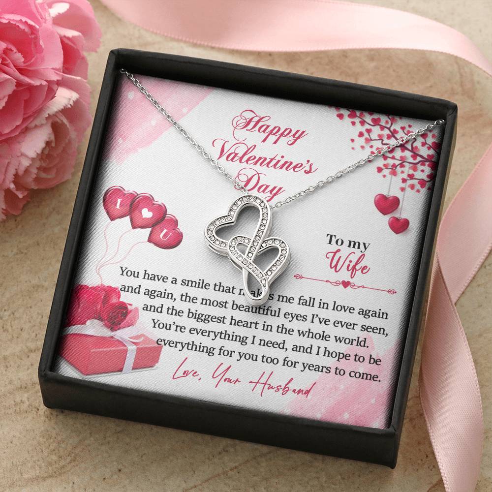 To My Wife - I Love You Double Hearts Necklace