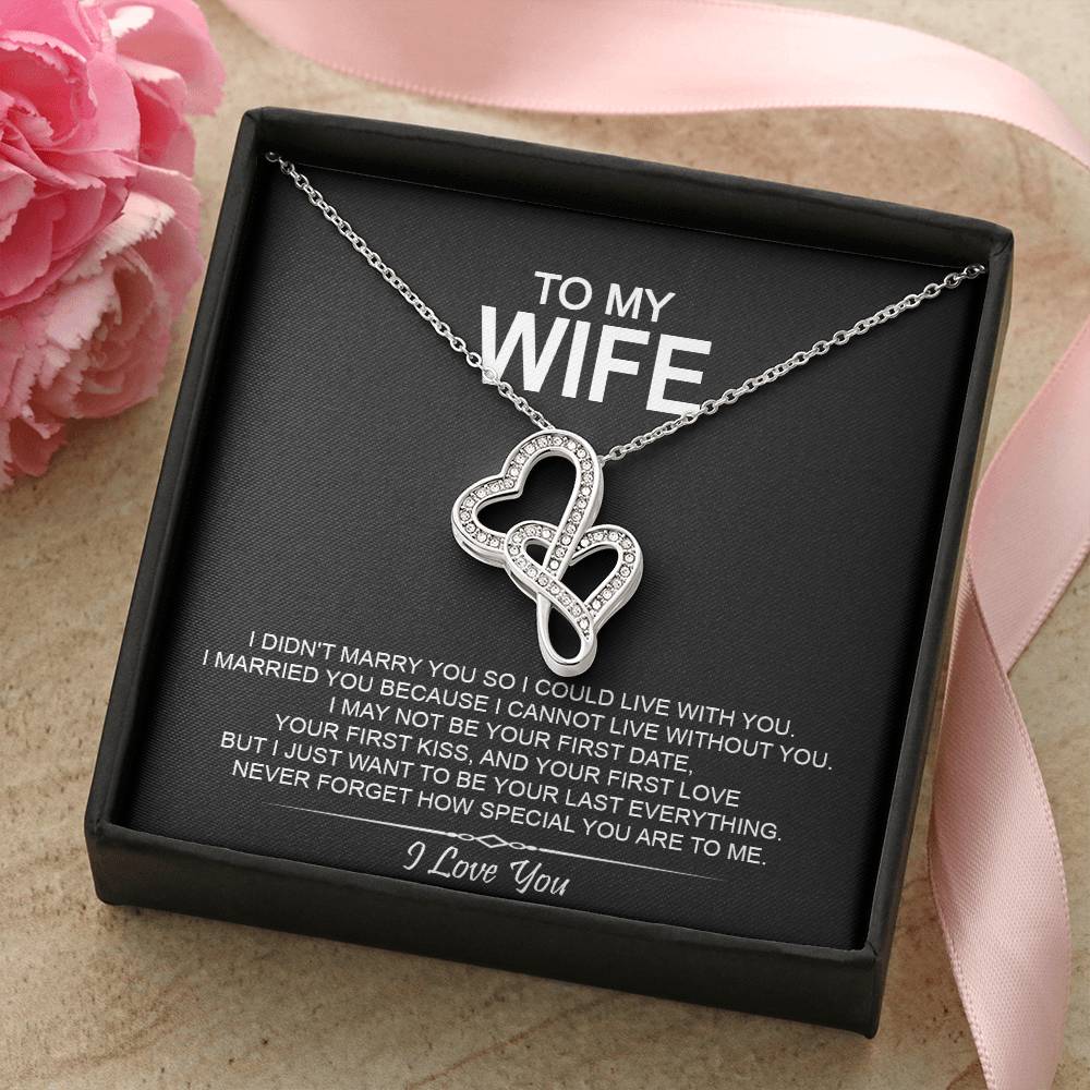 To My Wife - I Love You Message - Tmw18 Double Hearts Necklace