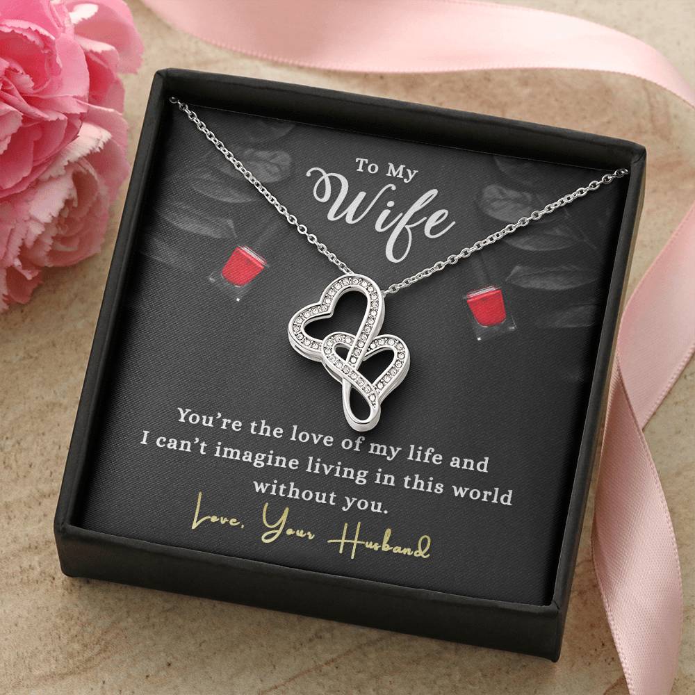 Husband To Wife -  For Gift Double Hearts Necklace
