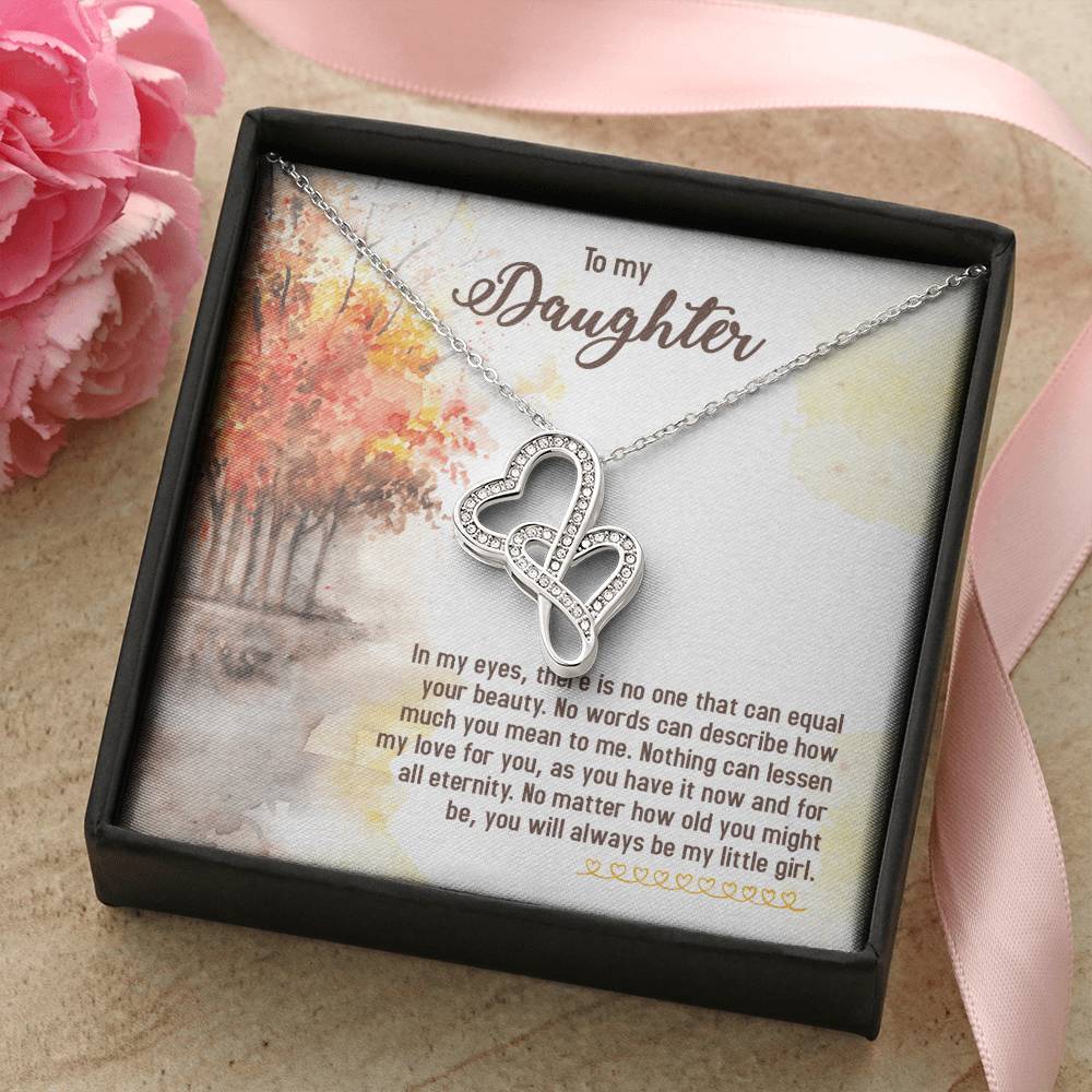 To My Daughter Necklace - Mom To Daughter Double Heart Necklace Gift - Mom And Daughter Always Remember Gift From Mom  3 Double Hearts Necklace