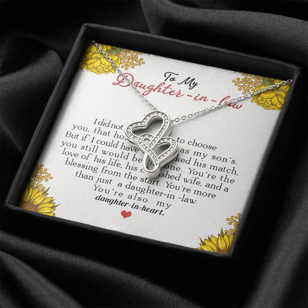 To My Daughter-In-Law You're Also My Daughter In Heart  2 Double Hearts Necklace