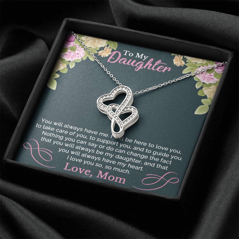 To My Daughter Necklace From Mom Double Hearts Necklace