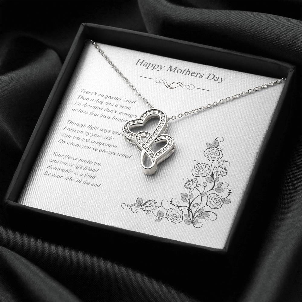Dog Mom Double Hearts Mothers Day Necklace Double Hearts Necklace