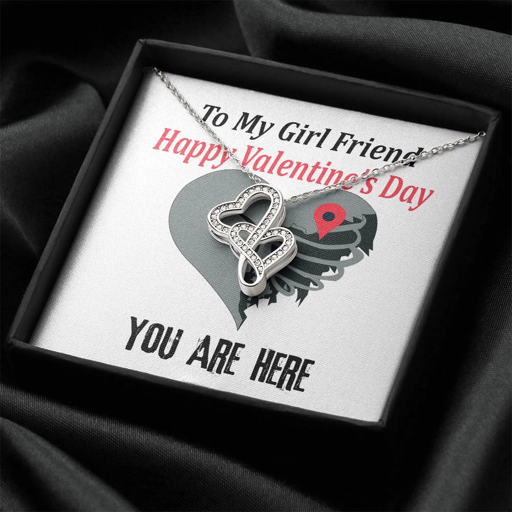 To My Girlfriend Necklace Valentine Gift With Romantic Message Card Sweetheart Gift For Wife  Double Hearts Necklace