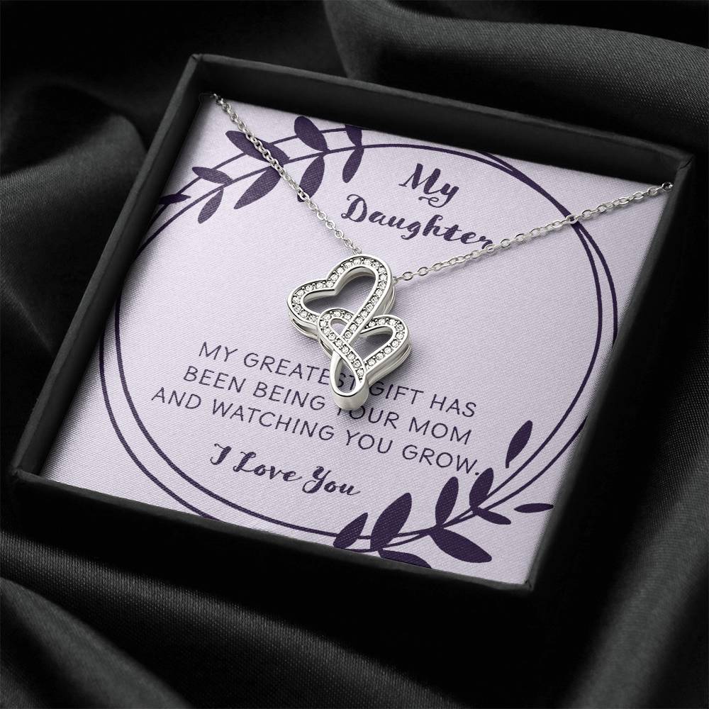 My Daughter My Greatest Gift Double Hearts Necklace