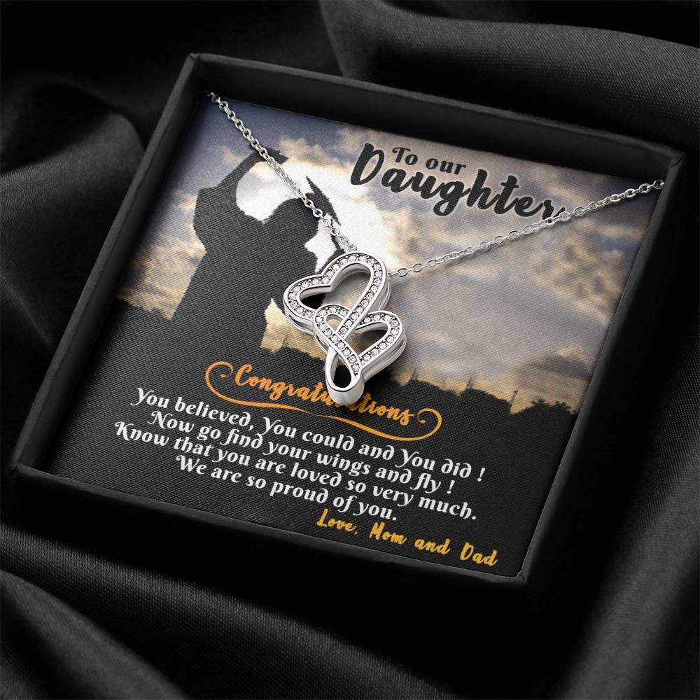For Graduate Double Hearts Necklace