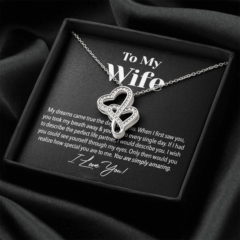 To My Dear Wife Gift Necklace Wife Necklace From Husband Anniversary Necklace For Wife Wife Birthday Gift To My Wife N Double Hearts Necklace