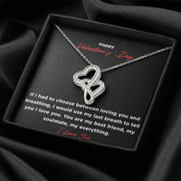 Valentine's Necklace Black Double Hearts Necklace