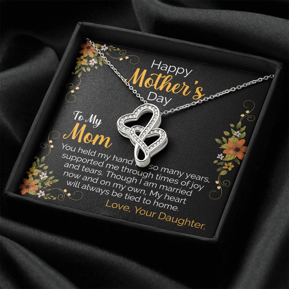 Happy Mother's Day 1 Double Hearts Necklace