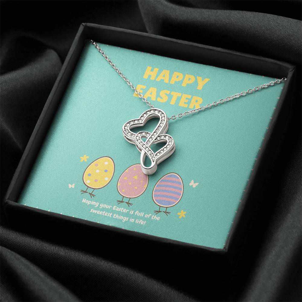 Collection Granddaughter - Hoping Your Easter Is Full Of The Sweetest Things Double Hearts Necklace