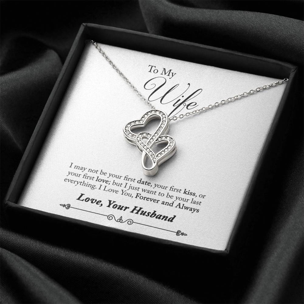 To My Wife - I Love You Forever And Always - Necklace Double Hearts Necklace