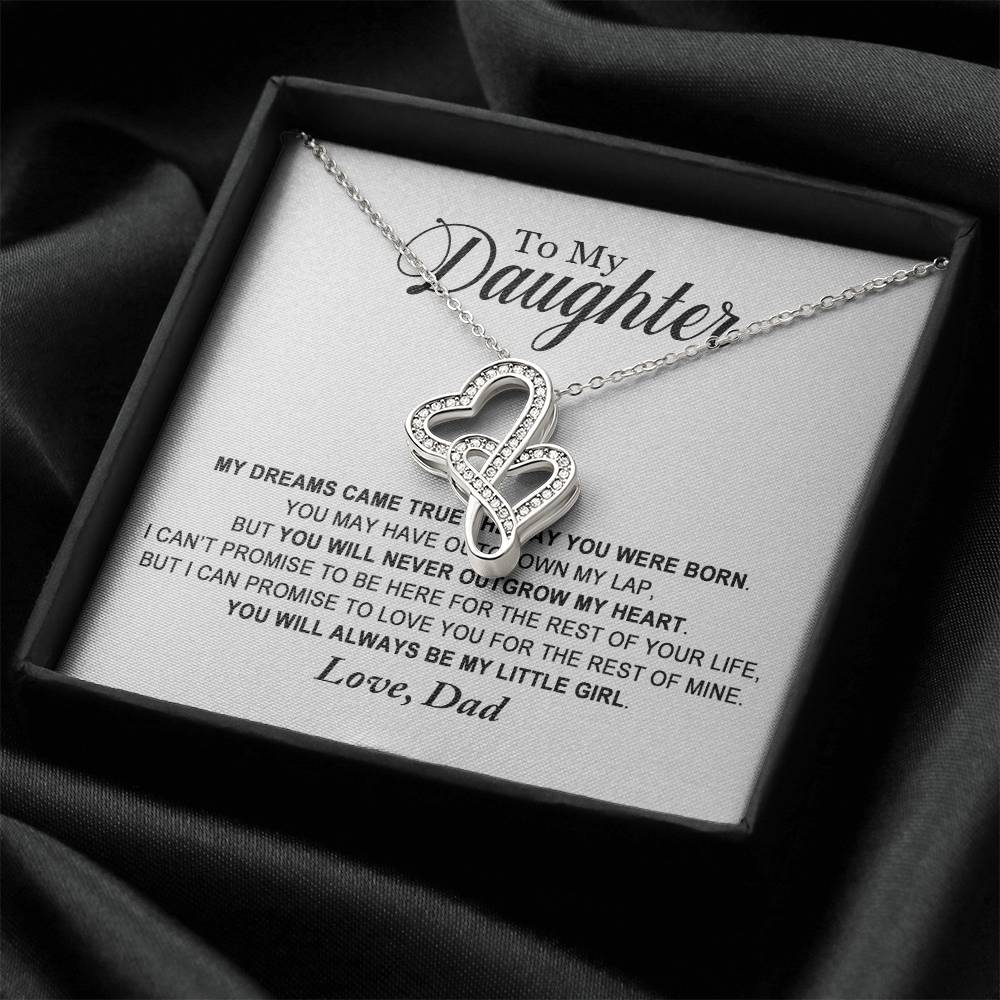 To My Daughter - You Will Always Be My Little Girl Necklace - Father Daughter Necklace Father To Daughter Birthday Gif 1 Double Hearts Necklace